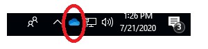 Screenshot of the OneDrive icon in the system tray